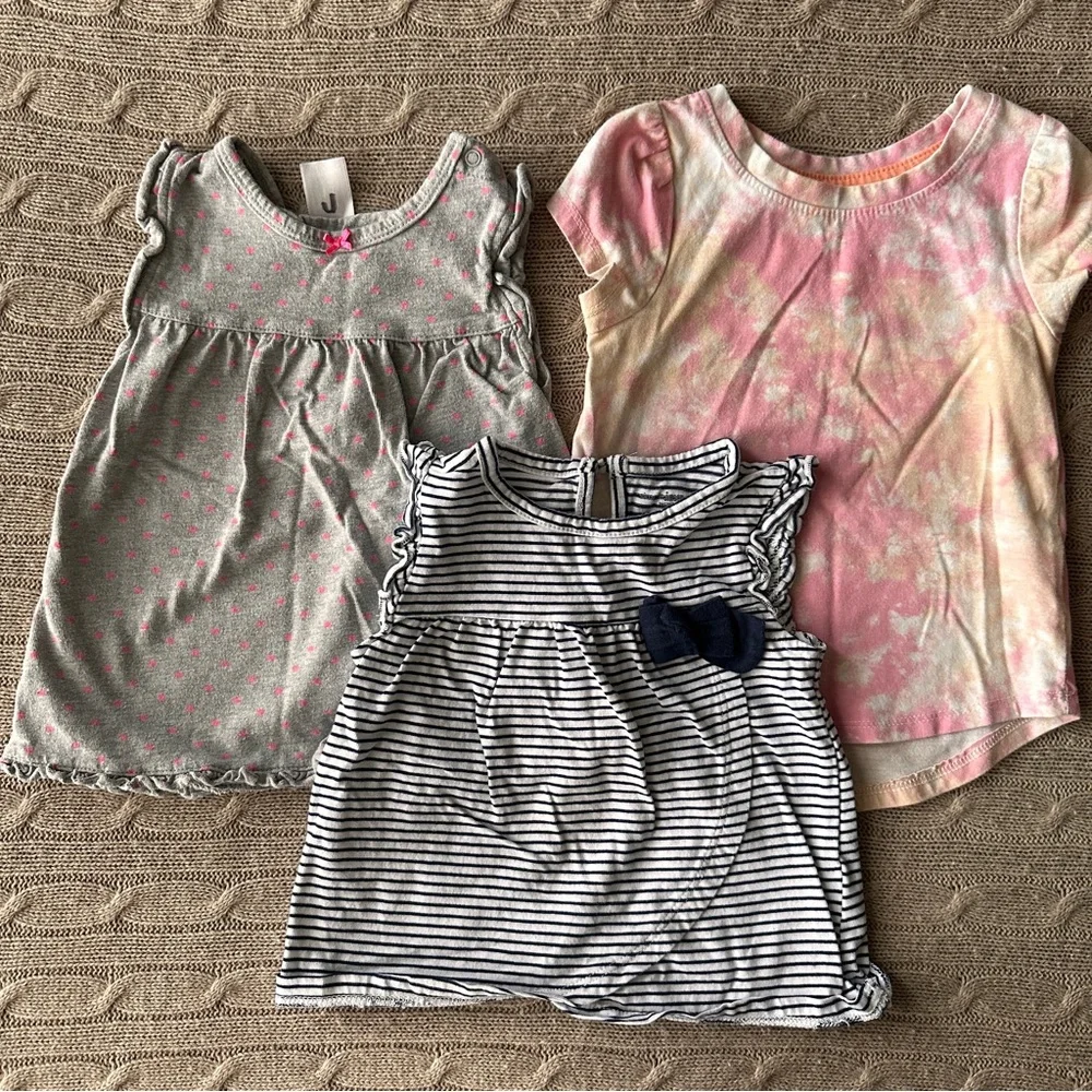 EUC Carter’s 4pc Baby Girl Tops Bundle, Pinks & Neutrals, 18 Months